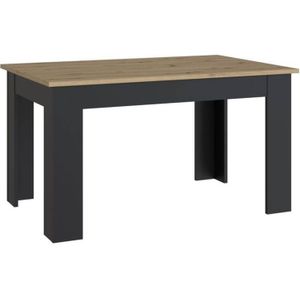 Eettafel PILVI - Eigentijdse stijl - Melaminedeeltjes - Eiken en zwart decor - 4/6 personen - L 140 x D 77 x H 90 cm