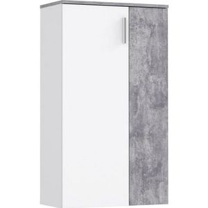 FORTE Schoenenkast klein, houtmateriaal, wit x betonlook, 68,90 x 34,79 x 120,41 cm