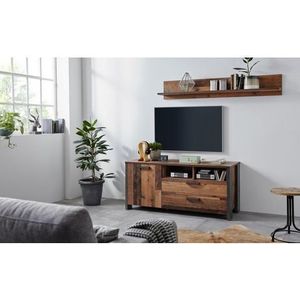 Forte tv-lowboard in trendy vintage/industriële look, Old Wood Decor en beton donker, één maat