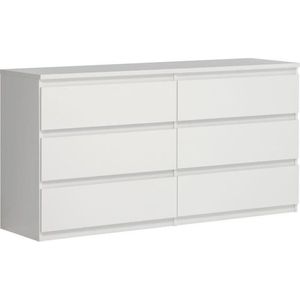 CHELSEA Ladekast met 6 lades - Mat witte kleur - L 154 x D 42,2 x H 79,9 cm