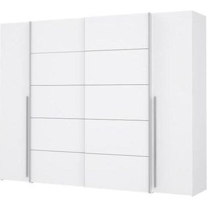 Kleerkast 2 draaideuren + 2 schuifdeuren - Mat wit - L 270.3 x D 61.2 x H 210 cm - NARAGO