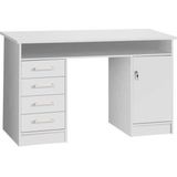 Forte Net 106 4 laden en 1 deur, houtmateriaal, wit, B x H x D, 8 x 55 cm bureau, 126 x 75,8 x 55 cm