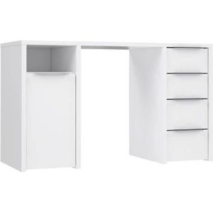 BILBAO Bureau 1 deur 4 laden - Decor wit papier - L 125 x D 50 x H 75 cm