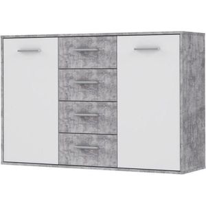 Forte ANTUZA commode B x H x D: 122,6x88,1x34,2, houtmateriaal, betonlook lichtgrijs/wit, groot