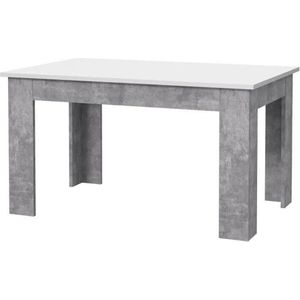 PILVI Eettafel - Wit en lichtgrijs beton - L 140 x I90 x H 75 cm