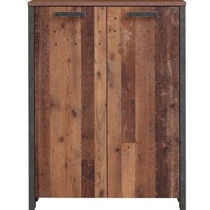 Forte Clif commode met 2 deuren, houtmateriaal, donkergrijs, B x H x D: 86,7 x 115,1 x 41,6 cm, Old Wood Vintage met betonlook donkergrijs, groot