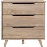 Forte Vankka commode met 3 laden, hout, Sonoma eiken, B x H x D: 80 x 86,3 x 42 cm