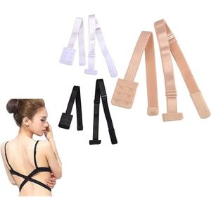 Low Back Bra Strap - Blote Rug - Open Rug - 3 stuks - Beige - Wit - Zwart Lage Rug Bh Straps - Low Back Straps - Verlaagt Uw Bh Met 10 Cm- 3 Kleuren per Verpakking- Beige - Zwart - Wit