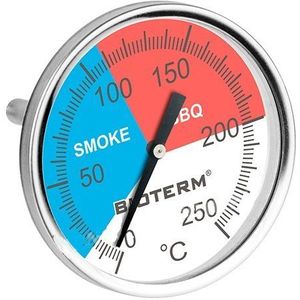 Browin 101200 thermometer voor rookoven en barbecue, 0 °C +250 °C, aangegeven temperaturen voor oven, broodoven, pizzaoven, rookoven, sondelengte 50 mm, van roestvrij staal