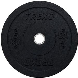 TREXO Olympic TRX-BMP015 Halterschijf, 15 kg, rubber bekleed materiaal voor lange halter, diameter 50 mm, duurzame fitnessschijf, krachttraining, crossfit