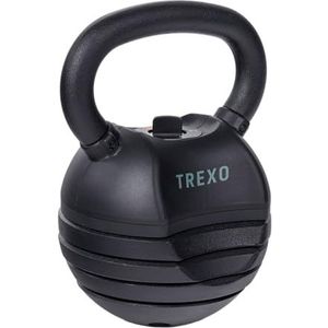 TREXO Kettlebell, verstelbaar, kogelhalter, verstelbaar gewichtsbereik 4/7/9/11/14 kg, gietijzer voor veelzijdige oefeningen, crossfit, dumbbell, professionele kogelhalter, kettle bell, zwart