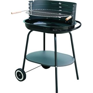 Ovale houtskoolgrill 60x42cm met wielen, Master Grill MG942 tuinbarbecue