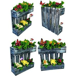 4 pieces Flower Pot 4 Flowerbeds Of Wood Decorative Shelves For The Wall Or Standing Internal Exterior (DWK33A CZ PT BI x 4)
