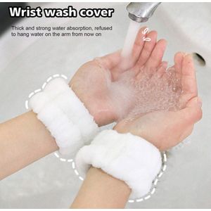 2 stuks ( 1 paar ) Witte Wrist Wash Cover - Gezicht Wassen - Handdoek Polsbandjes Voor Wassen Gezicht - Zacht - Microfiber