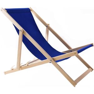 Houten ligstoel - strandstoel gemaakt van hoogwaardig beukenhout met drie verstelbare rugleuningposities / Strandbed - Blauw