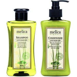 MELICA ORGANIC BIO DUO CARE HAARGROEI SET Shampoo & Conditioner 95% Natuurlijke HAARGROEI SHAMPOO 8 in 1 met HAVER, GIST en 98,8% Natuurlijke HAARGROEI CONDITIONER met SHEA BOTER, СALAMUS EXTR. Zonder Parabenen, SLS voor MAN en VROUW 600ml