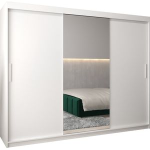 InspireMe - Kledingkast met 3 schuifdeuren, Modern-stijl, Kledingkast met planken (BxHxD): 250x200x62 - TORM I 250 Wit Mat