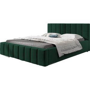 InspireME - Bed 01 - Gestoffeerd bed met Fluweel Beklede Tweepersoonsbed - 160x200 cm - Elegant en Comfortabel - Donkergroen (TRINITY 28)