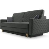 3-zitsbank van Velvet voor woonkamer, slaapbank, sofa met slaapfunctie en opbergruimte, moderne bank, 3-zits - 230x100x80 - Slaapbank CALIFORNIA - Grijs (Kronos 22)