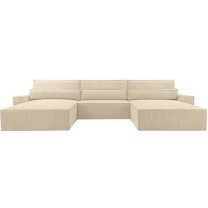 E-meubles - Eckcouch aus Cordstoff Ecksofa U-Form Cord Sofa Couch Polsterecke U-Sofa mit Bettkasten und Schlaffunktion -Wohnlandschaft denver u