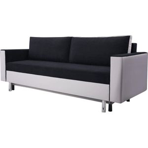 Slaapbank, beddengoed opslag, woonkamer, lounge, slaapbank, woonkamer meubels - Slaapbank MONACO (Zwart + Wit - Dot 100 + Soft 17)