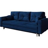 Sofa met slaapfunctie en bedlade, sofa voor de woonkamer, bedbank met springveer, bankstel, gestoffeerde sofa woonkamer met bedfunctie - MILANO (marineblauw - Trinity 30)