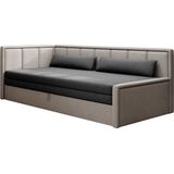 3-zitsbank van Velvet voor woonkamer, slaapbank, sofa met slaapfunctie en opbergruimte, moderne bank, 3-zits - 214x77x82 cm - FULO (Links, Lichtgrijs + Grijs - Poco 04 + 3)