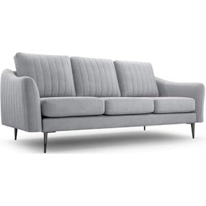 Slaapbank, sofa met slaapfunctie en opbergruimte, 3-zitsbank van Velvet voor woonkamer, moderne bank, 3-zits - 206x90x90 cm Sofa ROCAN III (Lichtgrijs - Cloud 81)