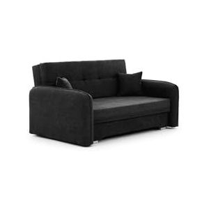 Slaapbank, sofa met slaapfunctie en opbergruimte, 3-zitsbank van Velvet voor woonkamer, moderne bank, 3-zits fluwelen bank, uittrekbaar, met opbergbox 155x105x75 SOFA LILIANE (Zwart - Poco 10)