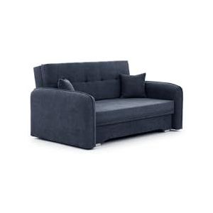 Slaapbank, sofa met slaapfunctie en opbergruimte, 3-zitsbank van Velvet voor woonkamer, moderne bank, 3-zits fluwelen bank, uittrekbaar, met opbergbox 155x105x75 SOFA LILIANE (Donkerblauw - Poco 40)