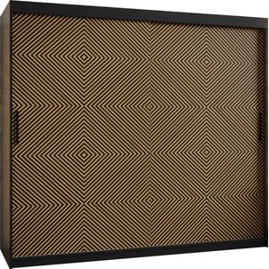 Zweefdeurkast Kledingkast met 3 schuifdeuren Garderobekast slaapkamerkast Kledingstang met planken (LxHxP): 250x200x60 cm - Zali I (Zwart, 250)