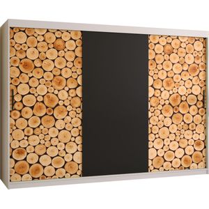 Zweefdeurkast Kledingkast met 3 schuifdeuren Garderobekast slaapkamerkast Kledingstang met planken (LxHxP): 250x250x60 cm - Senna (Wit, 250)