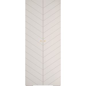 Opbergkast Kledingkast met 2 draaideuren Garderobekast slaapkamerkast Kledingstang met planken | Gouden Handgrepen, elegante kledingkast, glamoureuze stijl (LxHxP): 100x237x47 cm - GEMINI 4 (Wit, 100 cm)