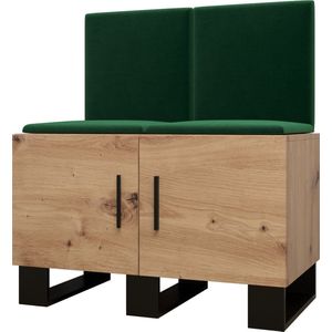 Garderobekast Ganggarderobe Compacte garderobe Vestibule Wandkast Plank Hal & Gang Kast Schoenenkast Gestoffeerde panelen en met een kussen - (BxHxD): 84x95x45,6 cm - ERNETST 19 - Artisan (Groen (Manilla 35))