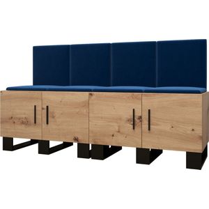 Garderobekast Ganggarderobe Compacte garderobe Vestibule Wandkast Plank Hal & Gang Kast Schoenenkast Gestoffeerde panelen en met een kussen - (BxHxD): 168x95x45,6 cm - ERNETST 20 - Artisan (Blauw (Manila 26))