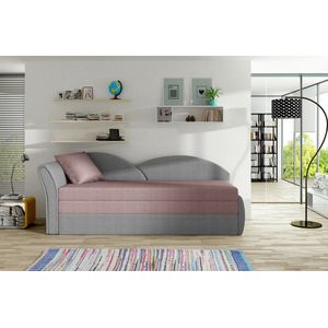 InspireMe-3-zitsbank voor woonkamer, slaapbank, sofa met slaapfunctie, moderne bank,3-zits - 218x80x77 cm, 180x150cm - ARGEA (Ottomaan vooraanzicht Links, Rosa + Grijs (Malmo 61+Malmo 90))