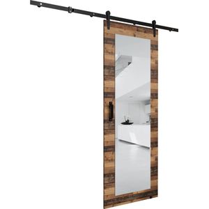 InspireMe - Schuifdeursysteem met rail - 90x204cm - PARKER II 90 - Oude stijl hout met Soft-Close system
