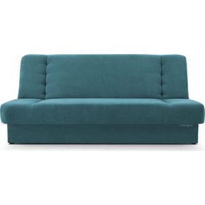 Zitsbank met slaapfunctie en opbergruimter, een bank voor de woonkamer, een slaapbank 192x92x85 cm - CYPRUS - Turkoois (Soro 86)