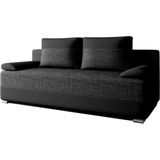 Slaapbank bank voor woonkamer slaapbank binnenvering sofa gestoffeerde bank met slaapfunctie en bedkast - (BxHxD): 200x90x96cm - ATLANTA - Zwart (Lawa 06 + Soft 11)