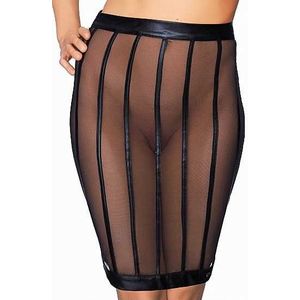 Socorro - Wetlook en Mesh Gestreepte kokerrok - black - S