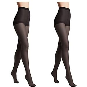 Conte elegant 2-pack duurzame semi-matte damespanty's - dunne damespanty's met gemarkeerde slipjes - gladde SOLO 20 kleur Zwart Maat 2
