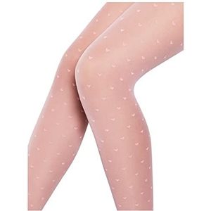 Conte Elegant Anabel Chique kinderpanty - dagelijkse panty - panty met broekgedeelte en platte naad - hartpatroon - comfortabel - 20 denier, roze, 116/122 cm