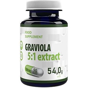 Graviola Fruit Extract 2500mg Equivalent (500mg of 5:1 Extract) 90 Vegan Capsules, In Laboratorium getest, hoge dosis supplement, Gluten- en GGO-vrij