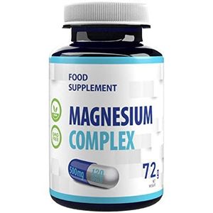 Magnesiumcomplex citraat, bisglycinaat, tauraat 2000 mg per portie 120 veganistische capsules, laboratoriumgetest, hoge dosering, niet GVO Vegan Capsules, In Laboratorium getest, hoge dosis supplement, Gluten- en GGO-vrij