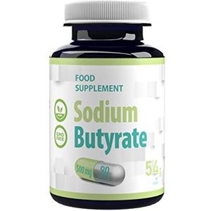 Sodium Butyrate 500mg 90 veganistische capsules, 385mg Butyric Acid, in Laboratorium getest, hoge dosering, niet GVO