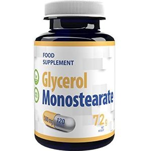 Glycerol Monostearaat 500mg 120 Vegan Capsules, hoge dosis supplement, Gluten- en GGO-vrij