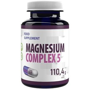 Magnesium Complex 5-800mg x 120 Vegan Capsules, hoge dosis supplement, Gluten- en GGO-vrij