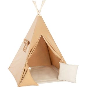 Tipi tent Caramel met accessoires Caramel + speelmat en 2 kussens: driehoek en vierkant