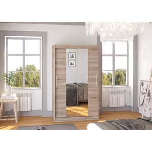 Kleerkast - Santros - Spiegel - Roomy - 2 schuifdeuren - planken - kledingroede - 120 cm