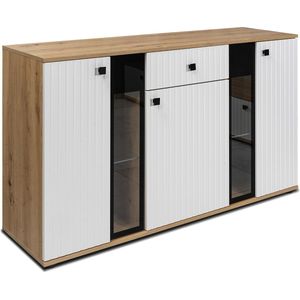 Dressoir - Ladekast - Salia - gecanneleerde fronten - planken - laden - 140 cm